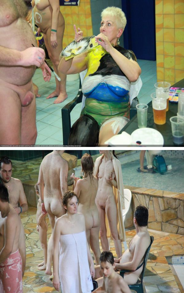 Premium photo Purenudism - family nudism in the pool [Bodyart Collection]