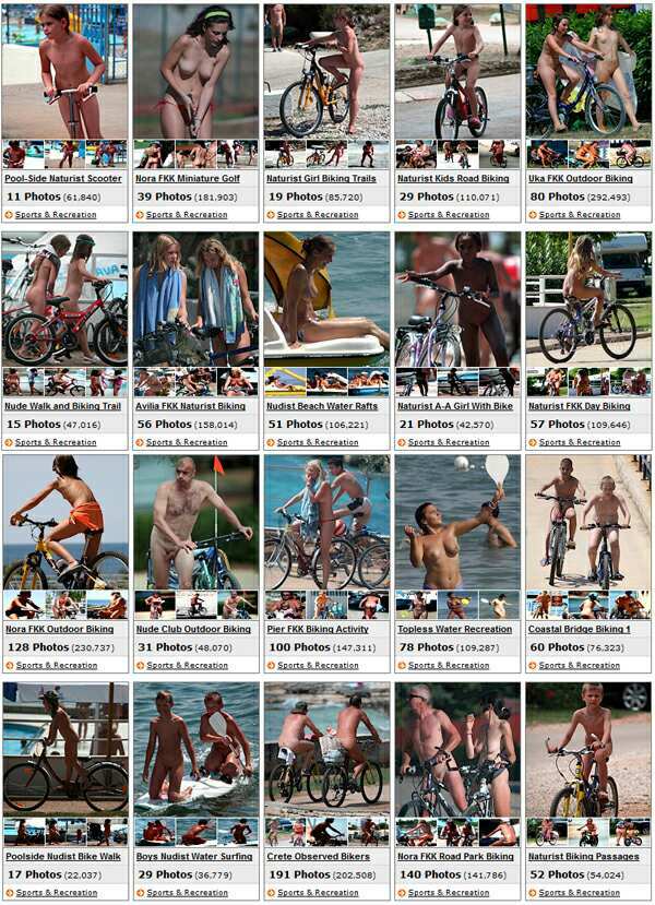 Nudists ride bikes - bare sports [Bodyart Collection]