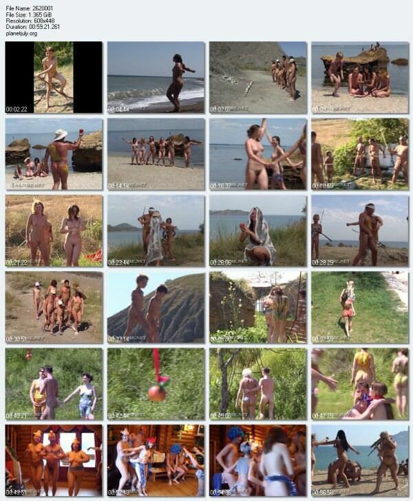 Nudism video - the family of nudists competes in archery [Bodyart Collection]