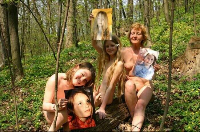 Family nudism of a photo in the wood (set 11) [Bodyart Collection]