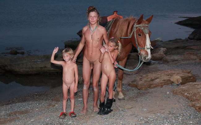 Nudists go on a horse photo (set 12) [Bodyart Collection]